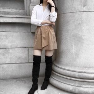 Wilfred Free Nescher Vegan Suede Faux Wrap Mini Skirt Camel Colour